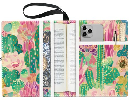 craspire Buchumschläge Mit Kaktus Motiv Farbenfroher Buchschutz Mehrschichtige Buchhülle Für Taschenbücher Waschbarer Buchumschlag Aus Stoff Mit Zusätzlicher Hüllentasche Für Buchliebhaber Geschenke