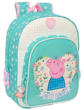 PEPPA PIG PRETTY FLOWERS – Animated Children's School Backpack, Children's Backpack, Adaptable to Trolley, Ideal for School Children, Comfortable and Versatile, Quality and Resistance, 26 x 11 x 34