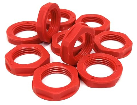 M20 20mm Nylon Kontermutter (Polyamid), 10 Stück - Langlebige, leichte Befestigungslösung (rot)