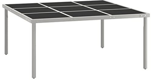 jiangboyue-313084 Table à manger de jardin en verre et acier 170 x 170 x 74,5 cm