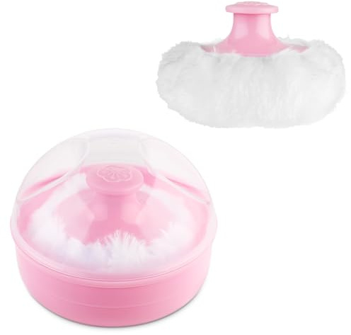 Wanmu Baby Puderdose Puderquaste für Körperpuder mit Kasten, Staubpuderdose Körperpulver-Hauch-Behälterkasten Zuhause Reisepuderetui für Baby, Waschbare Große Samtstaubquaste