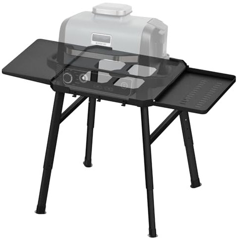 Barbecue Stand for Ninja Woodfire Outdoor Oven Series and Grill Stand, Movable Stand for Ninja Woodfire with Side Table, Pizza Oven Stand, Grill Accessories