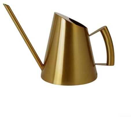 DAZZLEEX Annaffiatoio a becco lungo, rame/oro/nero, robusto acciaio inossidabile resistente alla ruggine, vaso per bonsai, per irrigazione di piante interne ed esterne (1500 ml oro)