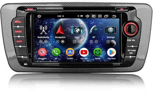 Erisin 8-Core 4GO+64GO Android 14 Autoradio GPS Navigateur pour Seat Ibiza 2009-2013 Écran Tactile Bluetooth 5.0 sans Fil CarPlay Android Auto Dab+ FM Radio RDS DSP WiFi 4G Canbus