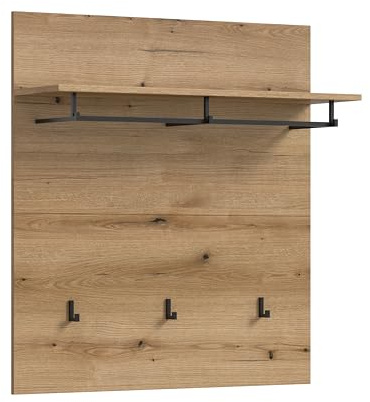 xonox.home Garderobe Scout Wandpaneel Paneel Wandboard Wandgarderobe Garderobenwand Garderobenpaneel Flurpaneel in Evoke Oak Eiche Nb., ca. 90x98x27 cm