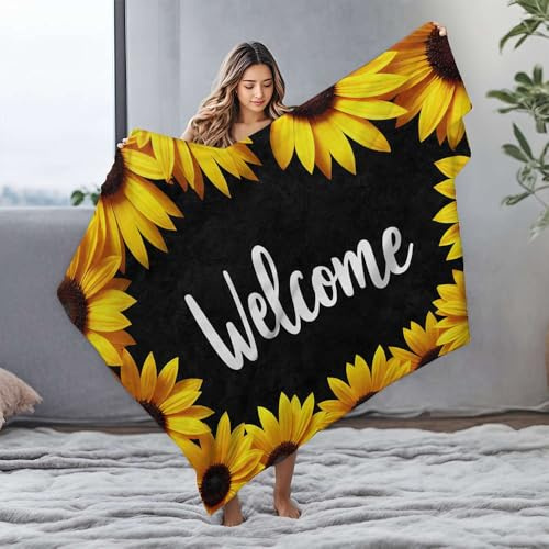 Manta de franela para cachorros Welcome To The Sunflower Festival, cobija de franela para bebé (125 x 150 cm)