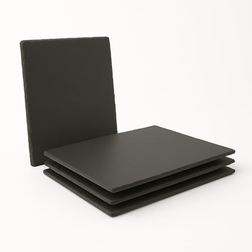 Schiefer Platzset 4er Set – 40x30 cm Naturstein Platzdeckchen rutschfest – Edle Schieferplatten Tischset für 4 Personen – Untersetzer hitzebeständig & Kratzfest für Esstisch, Küche & Deko
