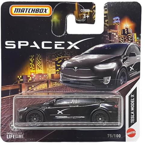 Matchbox - Tesla Model X - MBX SpaceX 75/100 - HVN43 - Short Card - schwarz - Crew Transport Vehicle - Superfast Lesney - Mattel 2024-1:64