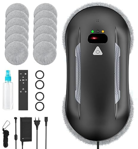 Oamger Robot Laveur de Vitre Automatique 5600 Pa, Robot Nettoyeur Vitre avec Double Fonction de Pulvérisation et Système de Détection Intelligent des Bords, pour Fenêtres Intérieures et Extérieures