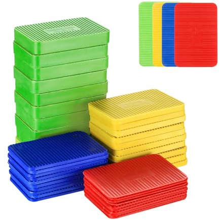 Cales en Plastique, 60 Pièces Jeu de Cale de Vitrage en Plastique, 60x40 mm Entretoises de Cadre, Cale Meuble Plaque, Cales Carrelage, Pour Portes, Armoires(4 épaisseur 1,5mm,3mm,5mm,10mm)