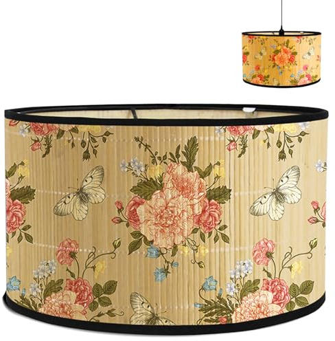 Yunlaishaocer Stoff Lampenschirm,Naturleinen Runder Lampenschirm für Stehlampe, Tischlampe & Nachttischlampe, Handgefertigt E27-Fassung Lampenschirme, 30x30x20CM(Grau) (D)