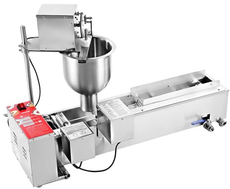 Commercial Single Row Donut Machine,Automatic Donut Making Machine, With 3 Different Sizes Ring Molds, Frying Donuts Maker, Fast Heating Efficiency, For Bakery, Food Cart