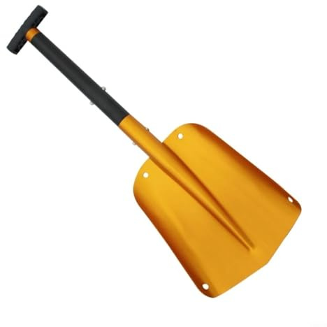 Entgoinggo Pala da neve retrattile, per giardino, campeggio, con manico telescopico pieghevole, per uso invernale, strumento di rimozione del ghiaccio (oro)