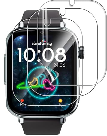 NUCNOK 3 Pack Protector Pantalla para SaveFamily SaveWatch Plus 2,Hidrogel Film HD Transparente Flexible Película,Cobertura Completa,Sin Burbujas,Antiarañazos