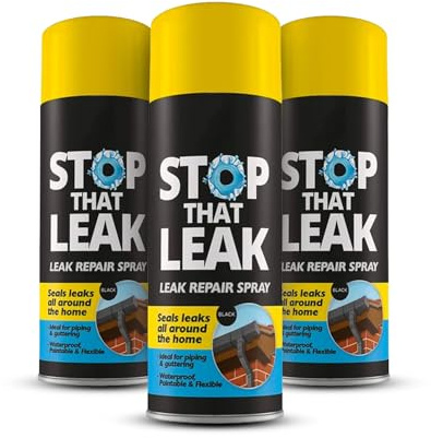 Set 3 Spray Sigillante Stop Leak - 400ml Impermeabilizzante Universale, Riparazione Efficace per Perdite in Grondaie, Finestre, Scarichi, Tetti e Tubi