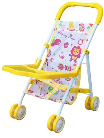 TWTCZOZ Puppenwagen Faltbarer Spielzeugbuggy Puppenkinderwagen für Puppen Kuscheltiere mit Stabiler Konstruktion für Rollenspiele für Rollenspiel Geschen, Gelb