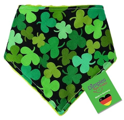 Dimples Hundehalstuch - Glücksklee/St Patricks Day - Halstuch, Bandana, Dreieckstuch für Hunde Welpen und Katzen - Tier Besitzer Geschenk - Handgemachtes Accessoire 25cm