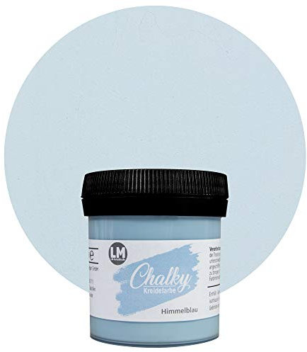 LM-Kreativ Chalky Kreidefarbe 100ml (Himmelblau) - - Finish Kreide-Farbe für einen Vintage/Shabby-Chic-Look. Die Kreidefarben/Kalkfarbe sind auch als Holzfarbe verwendbar & trocken matt auf