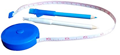 Anik-Shop MAßBAND 150cm mit 2 Kreidestifte Schneidermaßband Rollmaßband Bandmaß Messband Schneiderkreidestift Schneiderkreide Kreidestift Stoffkreide Dressmaker Kreide Stift 75