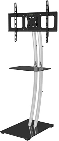 my wall TV Standfuß HP107L - TV Ständer für 37-70 Zoll Bildschirme, bis zu 65 kg Belastung, Neigbar, Drehbar, Höhenverstellbar, TV Halterung mit Ablagefläche, TV Bodenständer
