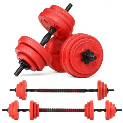 Gallant Adjustable Weights Dumbbells Set, 20kg, Red/Black