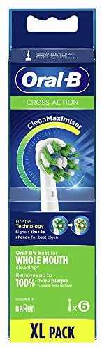 Oral-B Crossaction Cabezales de Recambio Tamaño Buzón, Recâmbios Originales con Tecnología Cleanmaximiser para Cepillos de Dientes Eléctricos, Pack de 6