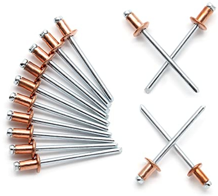 HARSKIYER 0,3 cm x 0,6 cm rote Kupfernieten Sortiment – 60 Stück, Aluminiumnieten Metall-Blindnieten Kajak-Nieten Werkzeug Marine-Nietverschlüsse für Boote