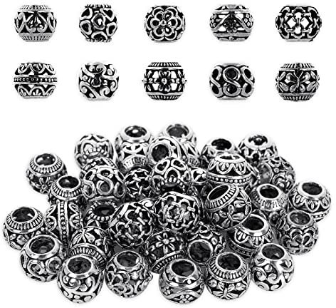 Grevosea 60 Stück tibetische Silberlegierung, Metallperlen, Schmuckherstellung, Abstandshalter, Perlen für Bastelarbeiten, Armbänder, Halsketten, Ohrringe