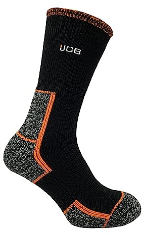 JCB - Mens Thermasock Work Sock - Midweight - Thermal Winter Warm Sock, Heat Holding Socks, Black, 1 pack, UK 6-11, EUR 39-46 (1pk Black)