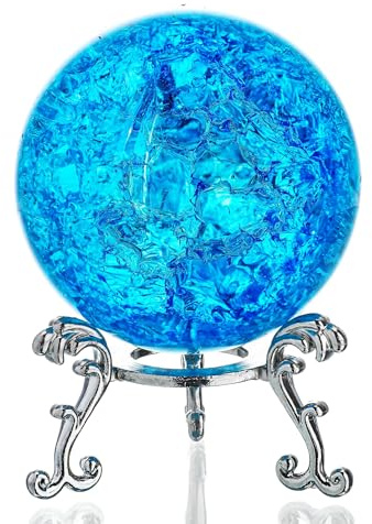 Pisapapeles de bola de cristal de 60 mm, bola de cristal con soporte, adorno de bola de cristal para Navidad, decoración del hogar (azul)