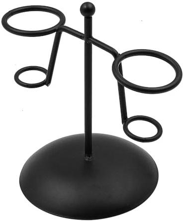 ZONADAH Black Iron Ice Cream Cone Holder Stand with Base 2 Holes Metal Baking Cooling Rack to Display Snow Cones Rolls Popcorn Candy French Fries