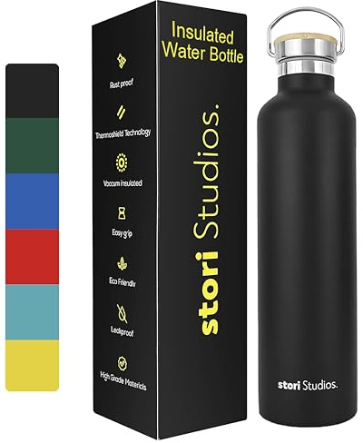 Stori Studios Vacuum Insulated Metal Water Bottle Stainless Steel Water Bottle, BPA Free