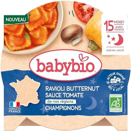 Babybio Ravioli Butternut Sauce Tomates Champignons 15 Mois et + Bio 190 g