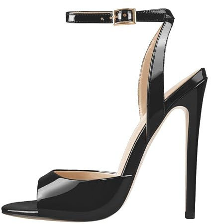 blingqueen Peeptoe - Sandalias de tacón alto para mujer, Pintura Negro, 37 EU