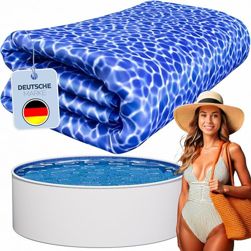 poolomio® Poolinnenfolie blau Marmor für Rundbecken 360 x 90cm | 0,25 mm Stärke | Innenhülle Pool aus hochwertigem PVC | Ersatzfolie mit 10 cm Überlappung