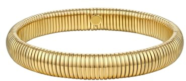 FOCALOOK Stretch Armband Damen Armreif Mädchen Edelstahl Elastisches Armband Schlange Armspange Schlangenarmband 10mm breit Schmuck Accessoire