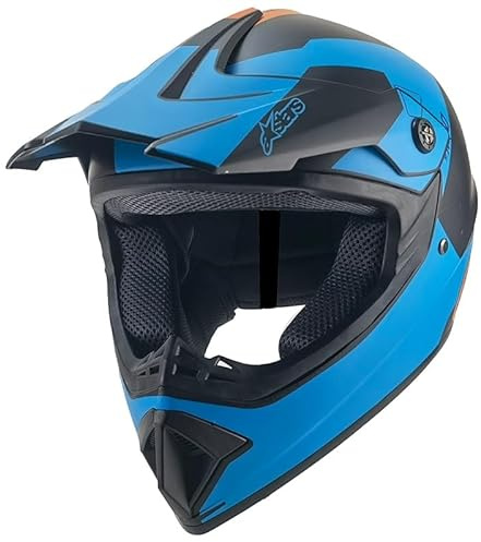 Kinder Crosshelm Stars AHP blau – Motorradhelm für Kinder, ABS-Schale, robuster Kinderhelm für Downhill, Quad und Motocross (L)