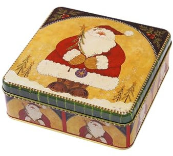 DOTBUY-SHOP Christmas Biscuit Tin, Airtight Storage Tin, Fine Metal Box, Christmas Decoration Box (Set of 1)