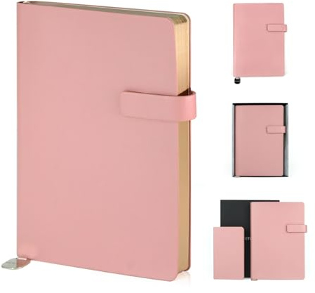 WETLOTE A5 dagbok 106 sidor mjuk omslagsanteckningsbok – 106 sidor linjerat papper med stängning, bokmärke, innerficka, för skola, kontor och resor, rosa
