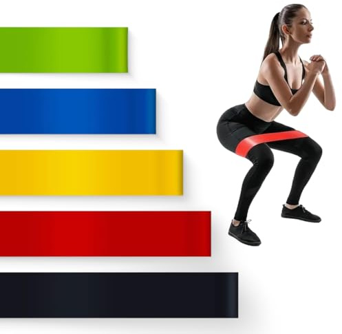 KEWUF 5 Pcs Elastique musculation, Bandes de résistance avec ancrage de Porte, poignée, Sac de Transport, Bandes de résistance pour Fitness, étirement, Yoga, Musculation, Pilates