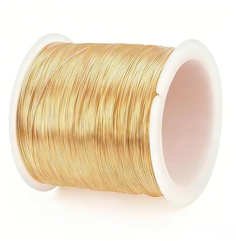 Gold Wire for Jewellery Making 328FT 100M 0.4MM 26 Gauge Crafting Golden Thin Wires Flexible Metal for Diy Artistic Floral Beading Jewelry Armature Crafts Weaving Making Supplies Gold