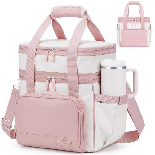 HOMESPON 14L Double Layer Lunch Bag for Women, Expandable Cooler Tote | Insulated, Shoulder Strap,Cup Holder, for Work Office Picnic