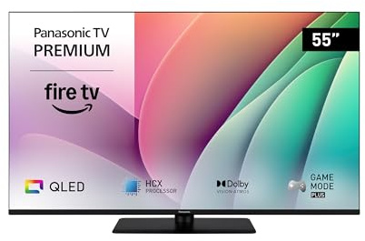 Panasonic Premium TV-55W80AEZC, 55 Pouces 4K Ultra HD QLED Smart TV Fire TV | Dolby Vision & Atmos, Game Mode Plus, Controle Vocal Alexa, Airplay, Téléviseur Intelligent, Série W80