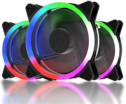upHere Computer Case Fan 120mm LED Silent Fan for Computer Cases, CPU Coolers, and Radiators Ultra Quiet,Triple Pack Colorful Case Fan,F03