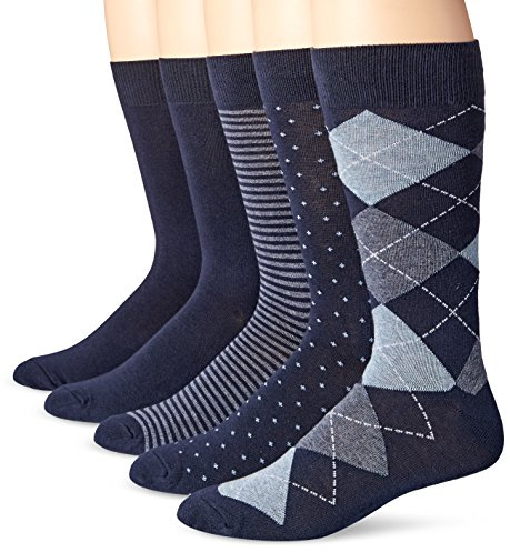 Amazon Essentials Lot de 5 paires de chaussettes confortables en coton pour homme Bleu marine Taille 36-40