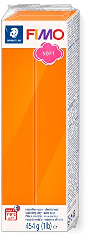Staedtler 8021-42 FIMO soft ofenhärtende Modelliermasse. Großblock 454g (1 lb). Farbe: mandarine.