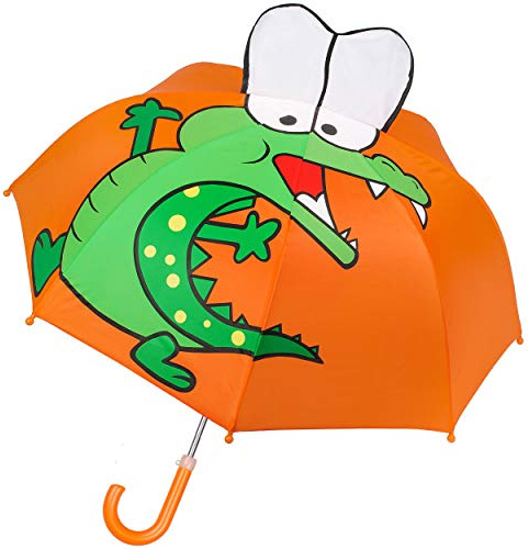 alles-meine.de GmbH 3D Effekt - Kinderschirm/Regenschirm - lustiges Krokodil - Ø 75 cm - Kinder - Stockschirm - groß mit Griff - Einklemmschutz - Regenschirme - für Jungen Mädc..