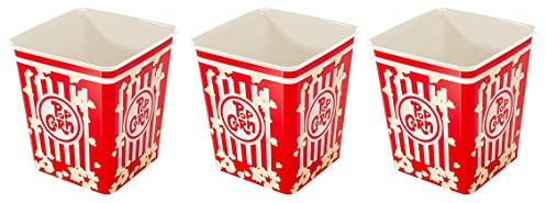 Kigima Popcorn Lot de 3 gobelets réutilisables 3 l Rouge/blanc
