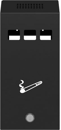 DWD ® Premium Wall Mounted Ashtray Smoking Cigarette Steel Bin Metal Ashtray Lockable With Keys Approved For Outdoor Use Black, Smoking Shelter (Slim H 32cm x W 15cm X D 6cm)