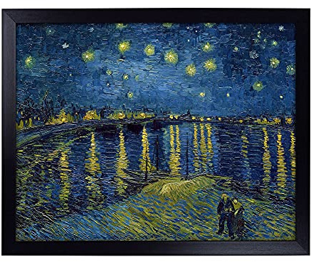 Big Box Art Lap Tray with Cushion | Starry Night Over The Rhone Vol.1 By Vincent Van Gogh | Padded Bean Bag Cushion | For Eating, Working, Crafting, Laptop | Portable Table Desk